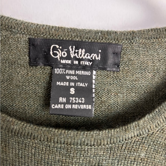 Gio Villani Women's Small Olive Crewneck 100% Merino Wool Sweater - Picture 2 of 6